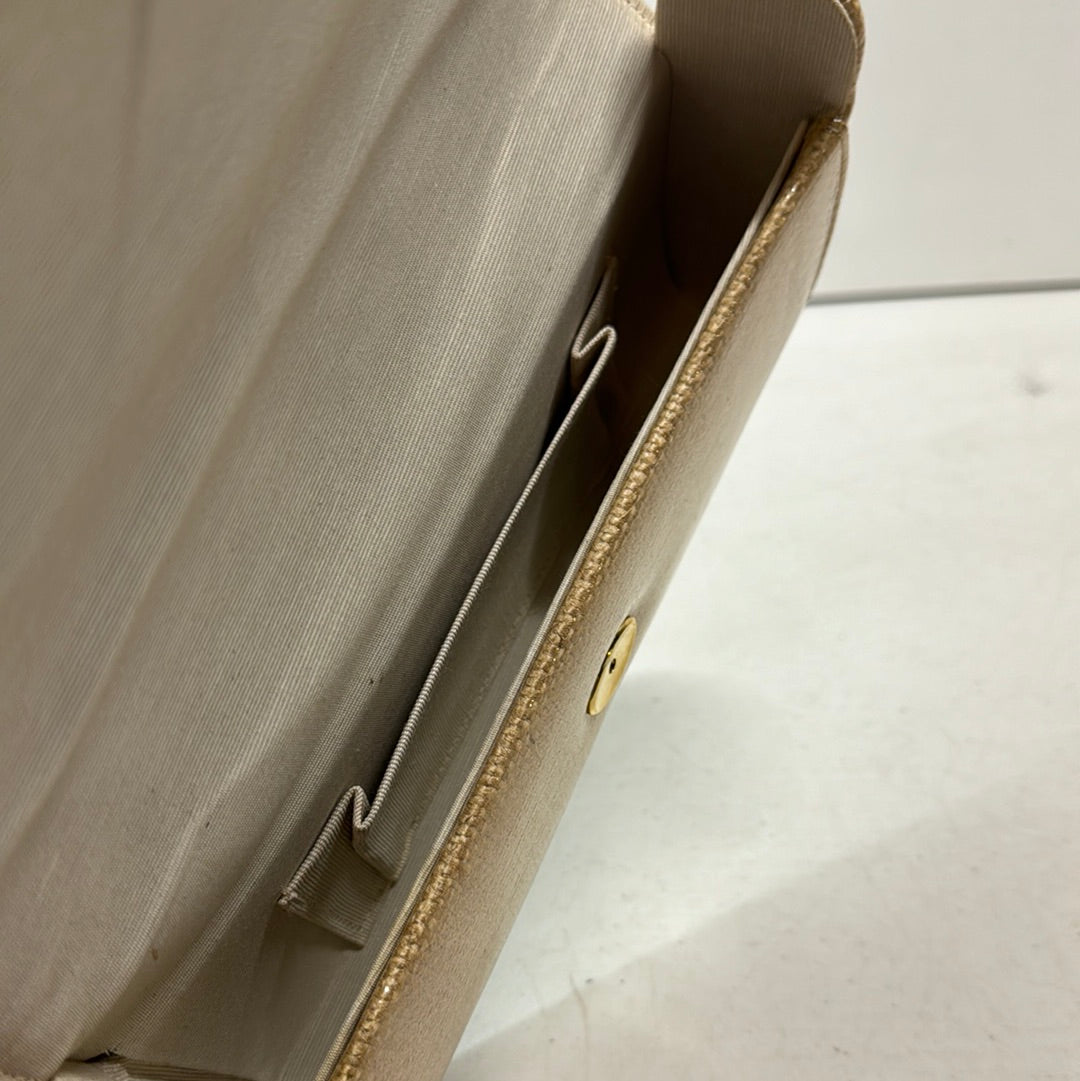 Vintage coated burlap clutch purse