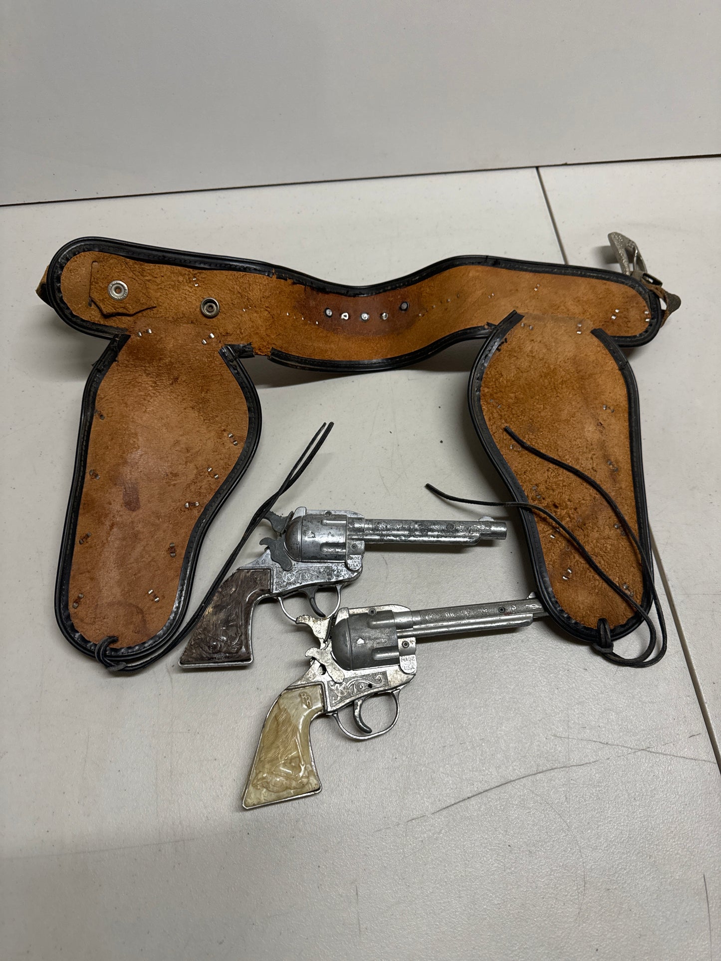 Vintage Roy Rogers Cap Guns with Leather Holster