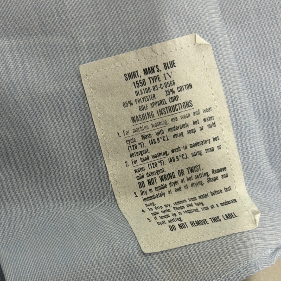 US Airforce Long Sleeve Uniform Shirt 1550 Type IV-15 1/2 X 35