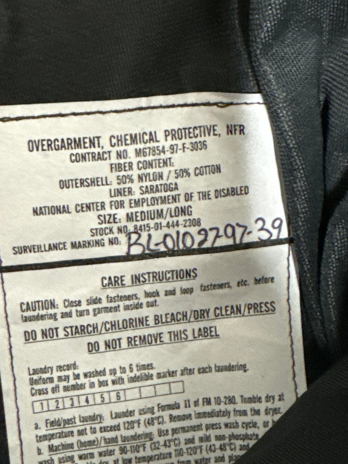 US Military Over Garmet chemical protective Pants Medium Long