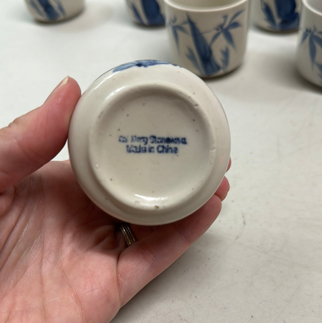 Vintage Chi Kiang stonewear tea cups set of 6