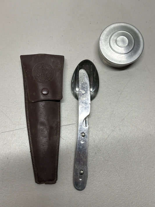 Vintage Boy Scout Camping Silverware and Collapsable Cup