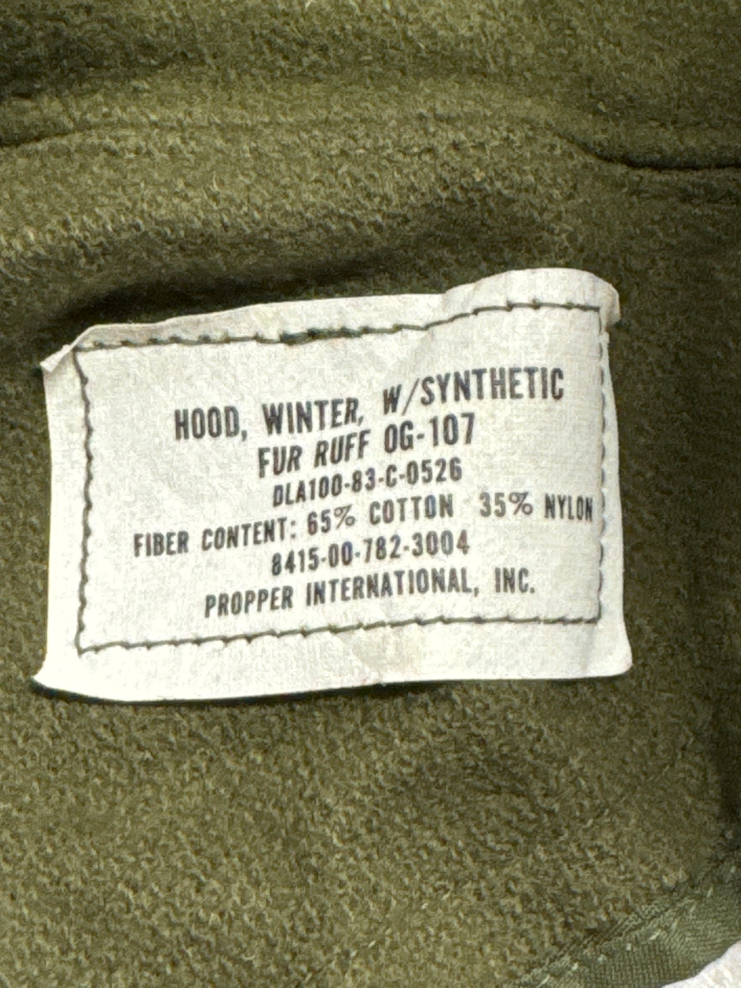 US Military Extreme Cold Weather W/synthetic Fur Ruff OG-107