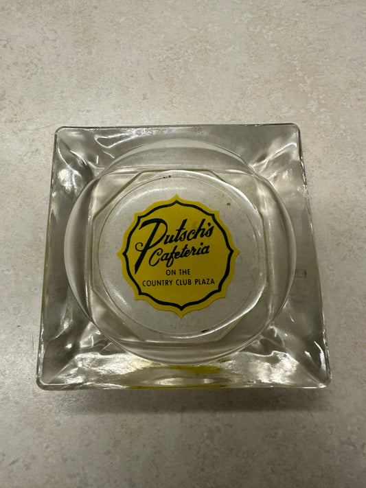 Vintage Kansas City Putsch's Cafe Glass Ashtray Country Club Plaza