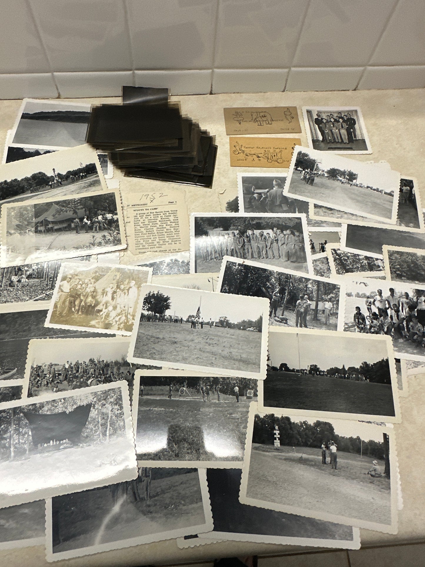 Lot of 52 1950's Photographs From Boy Scout Camp Jayhawk in Kansas