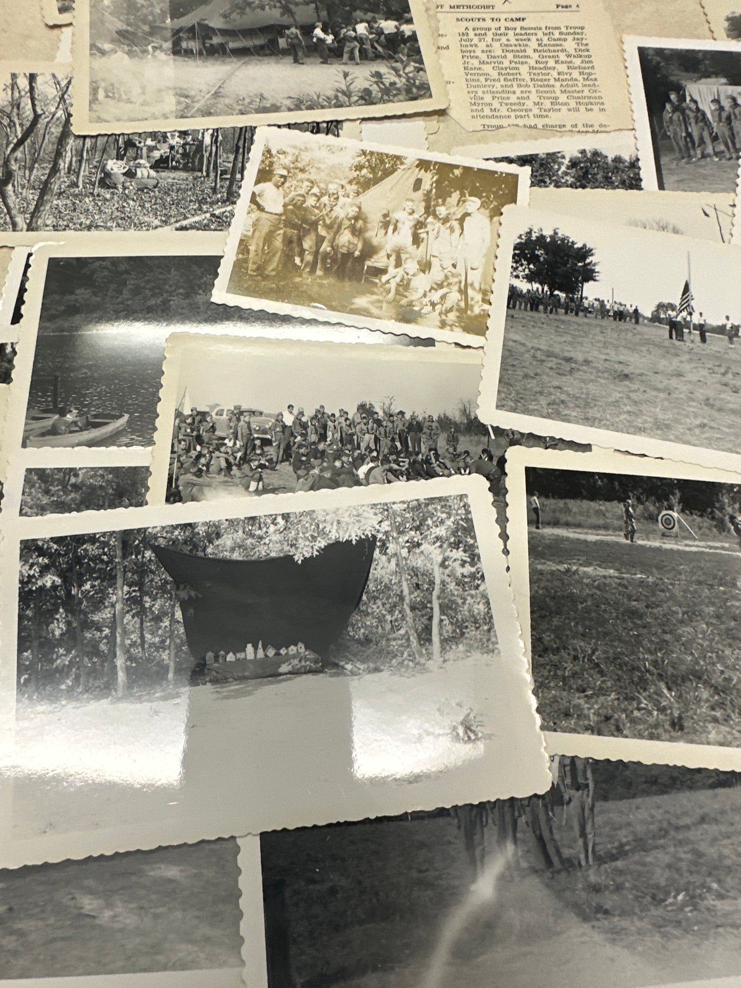 Lot of 52 1950's Photographs From Boy Scout Camp Jayhawk in Kansas