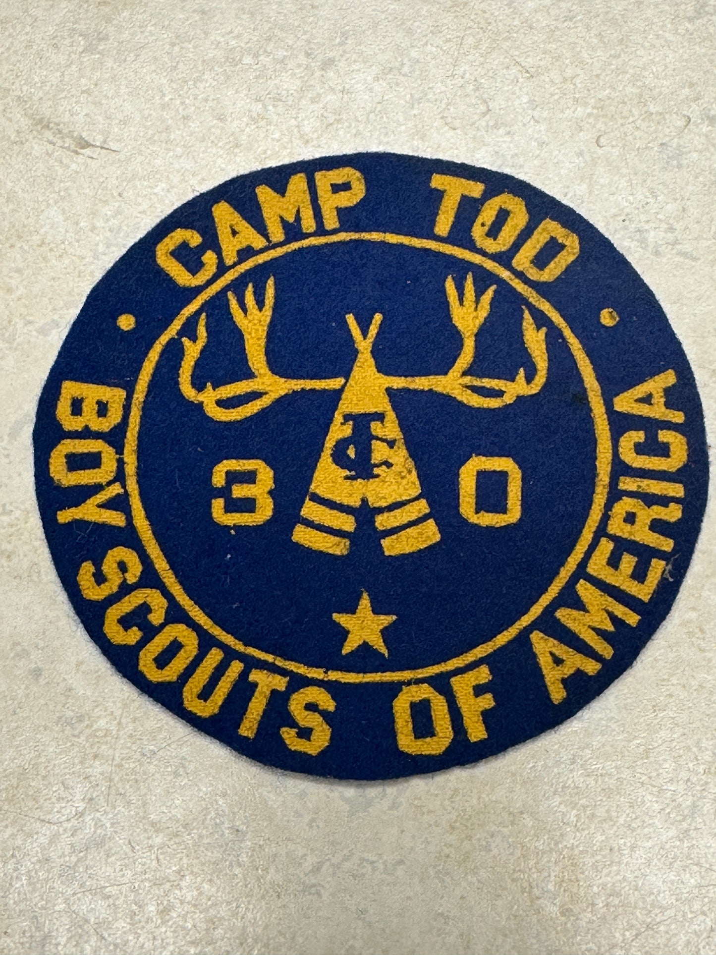 1930 Boy Scout Camp Tod Felt Camp Patch - Kansas