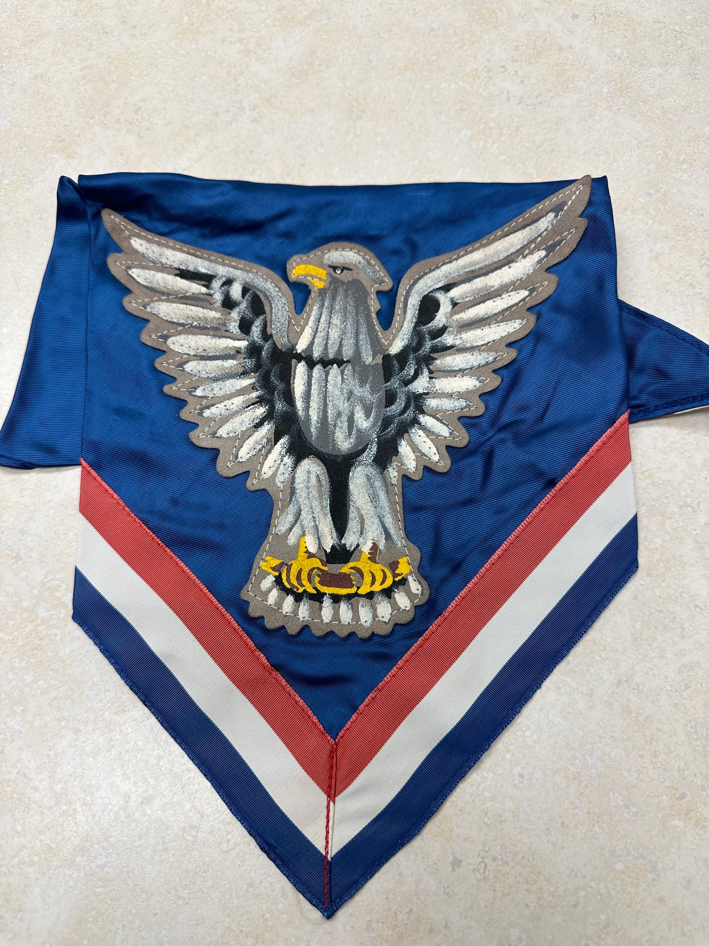 Vintage Boy Scout Eagle Scout Neckerchief W/Leather Eagle Patch