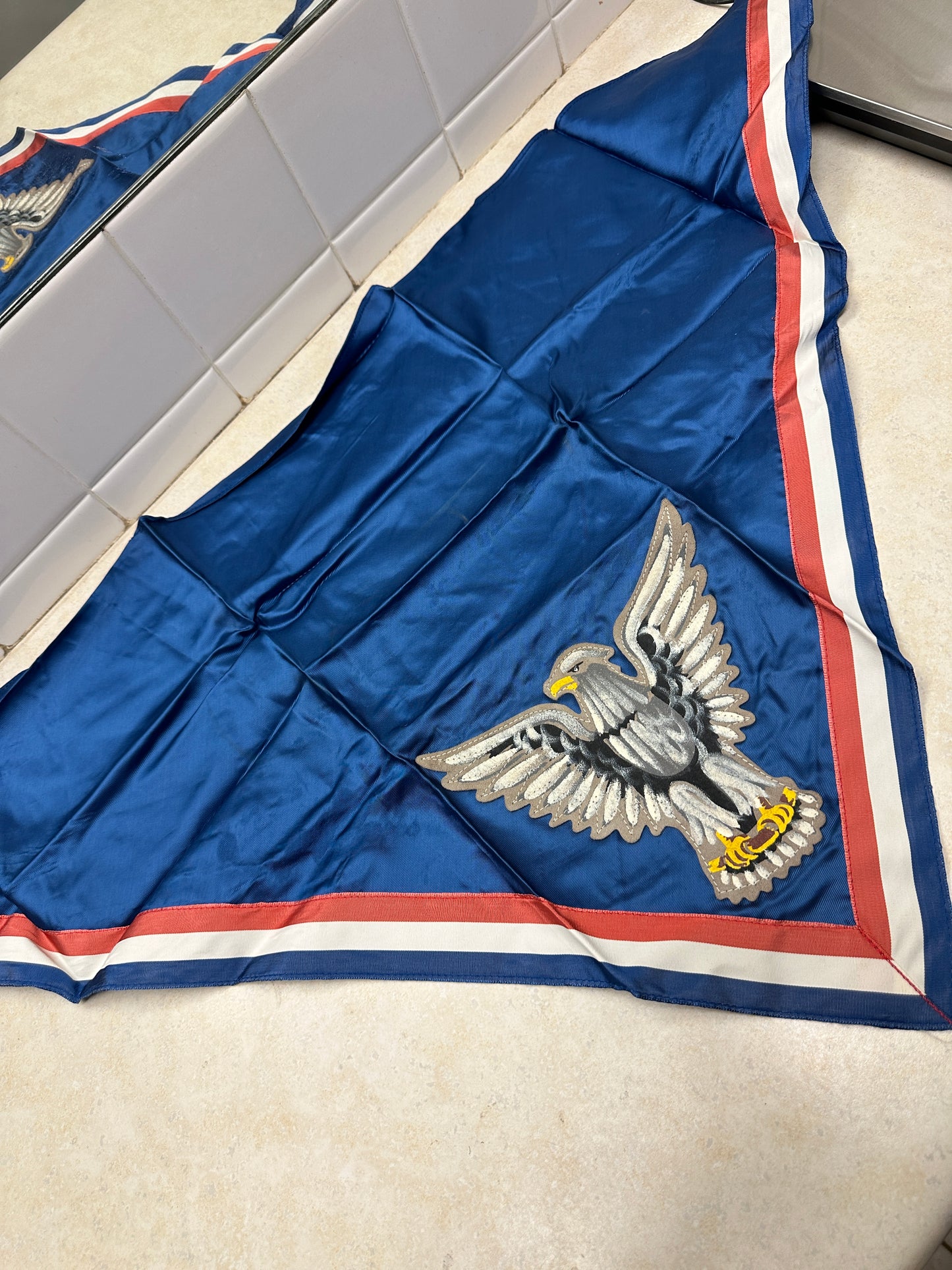 Vintage Boy Scout Eagle Scout Neckerchief W/Leather Eagle Patch