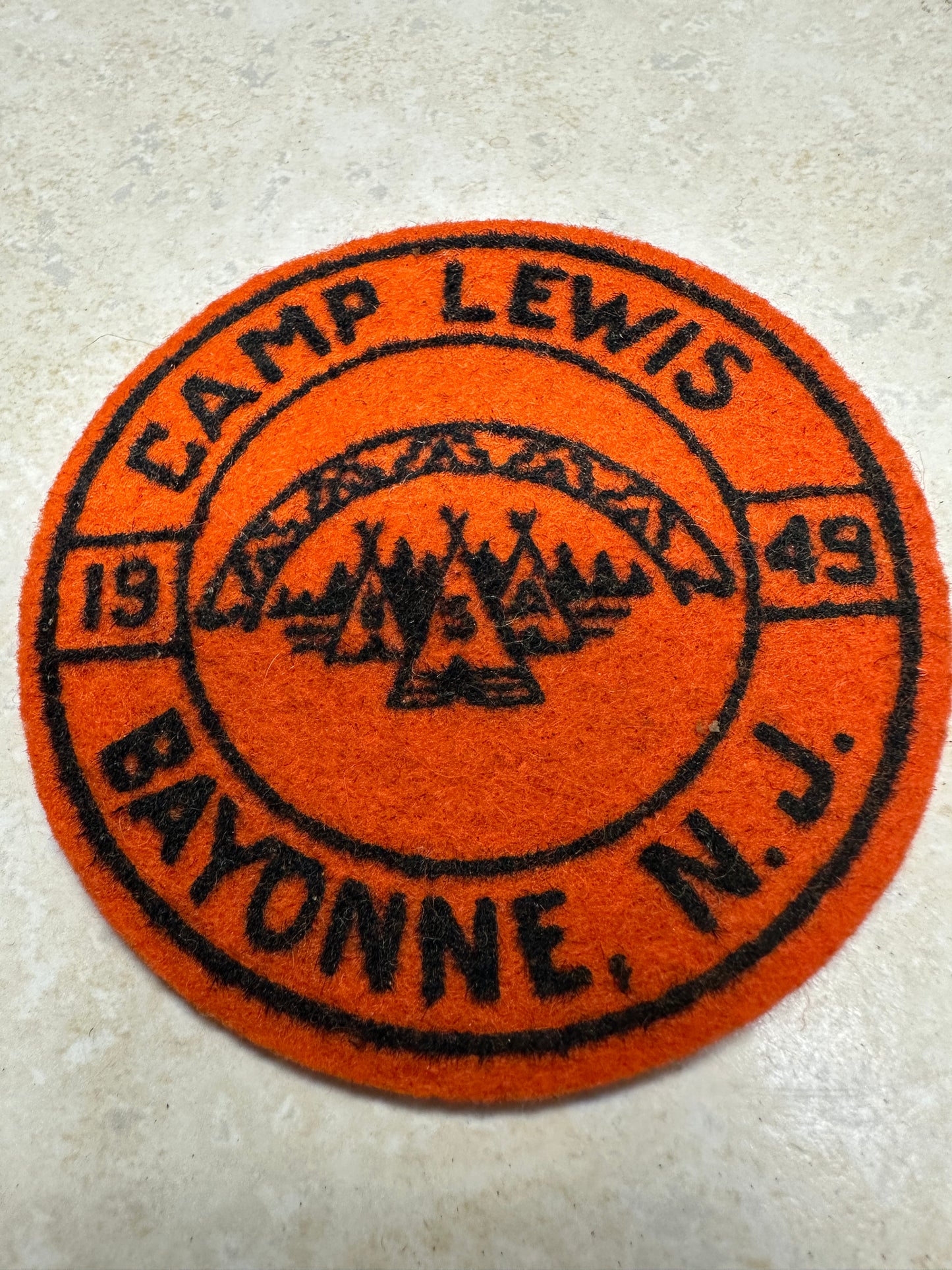 1949 Camp Lewis Felt Camp Patch - Bayonne New Jersey