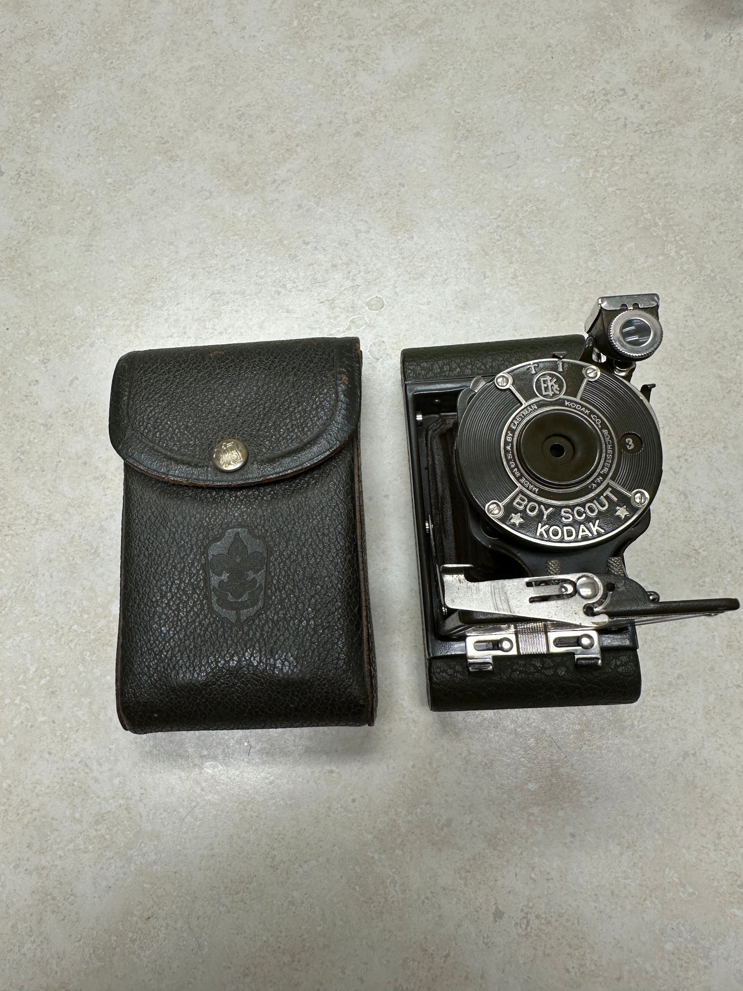 1930's Official Boy Scout Kodak Fold Up Camera W/Case