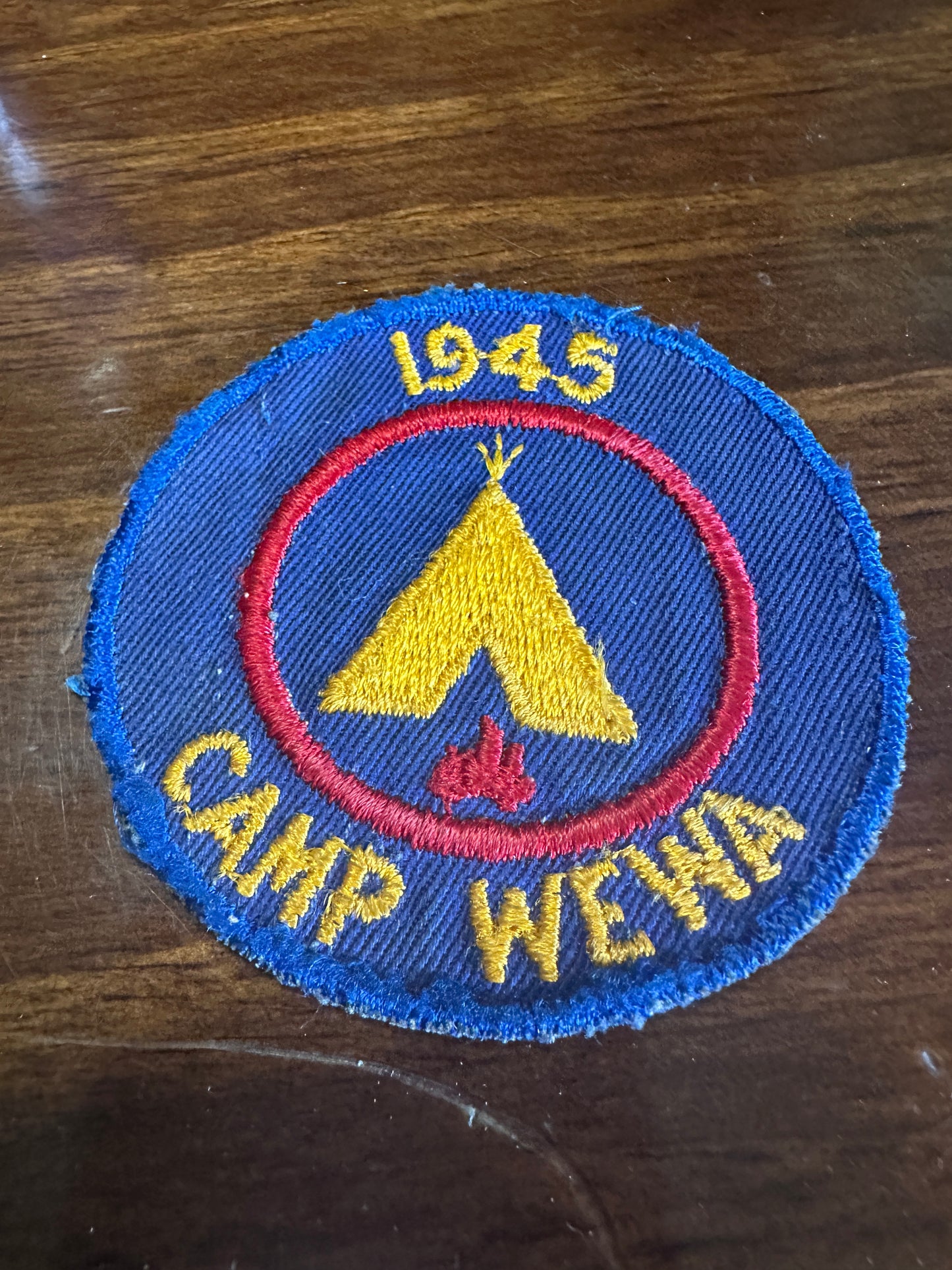 1945 Boy Scout Camp WEWA Cut Edge Twill Camp Patch