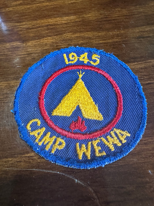1945 Boy Scout Camp WEWA Cut Edge Twill Camp Patch