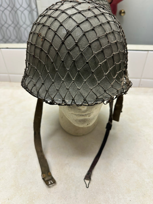 US Military M1 Helmet W/Liner Named Fixed Bale