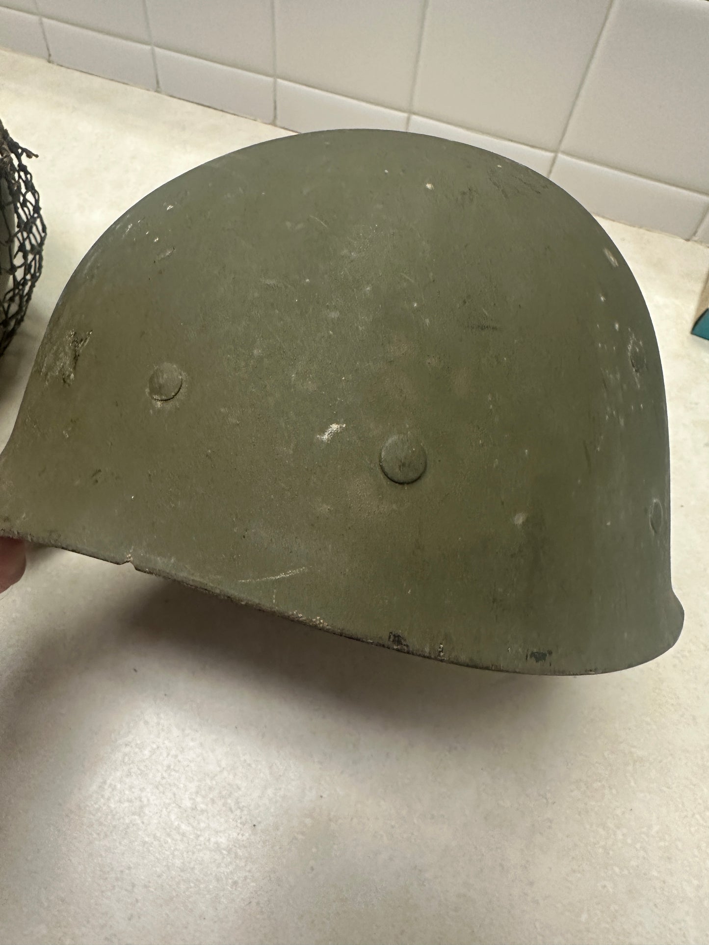 US Military M1 Helmet W/Liner Named Fixed Bale