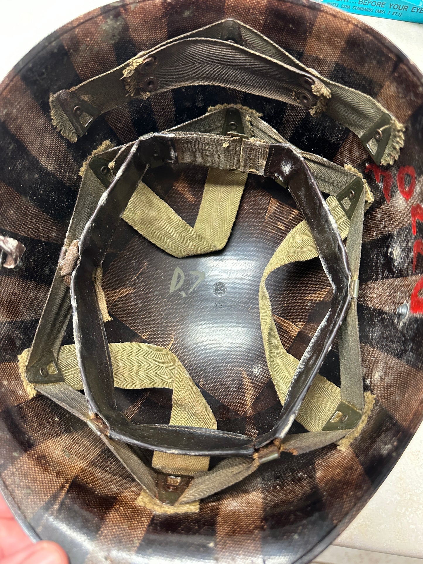 US Military M1 Helmet W/Liner Named Fixed Bale