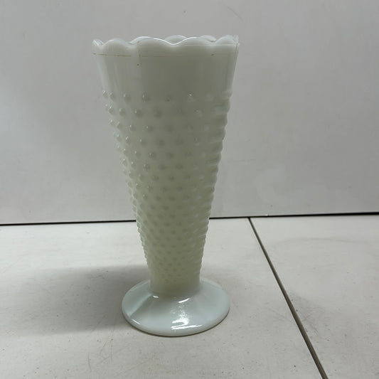 Vintage White Milk Glass Hobnail Vase 9.5" Tall