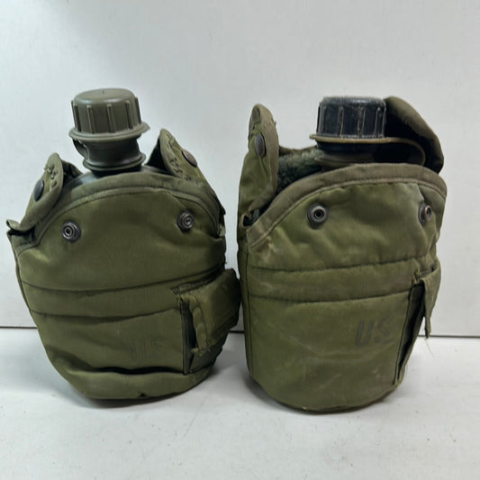 Vintage Military Canteens with Nylon Covers Lot of 2