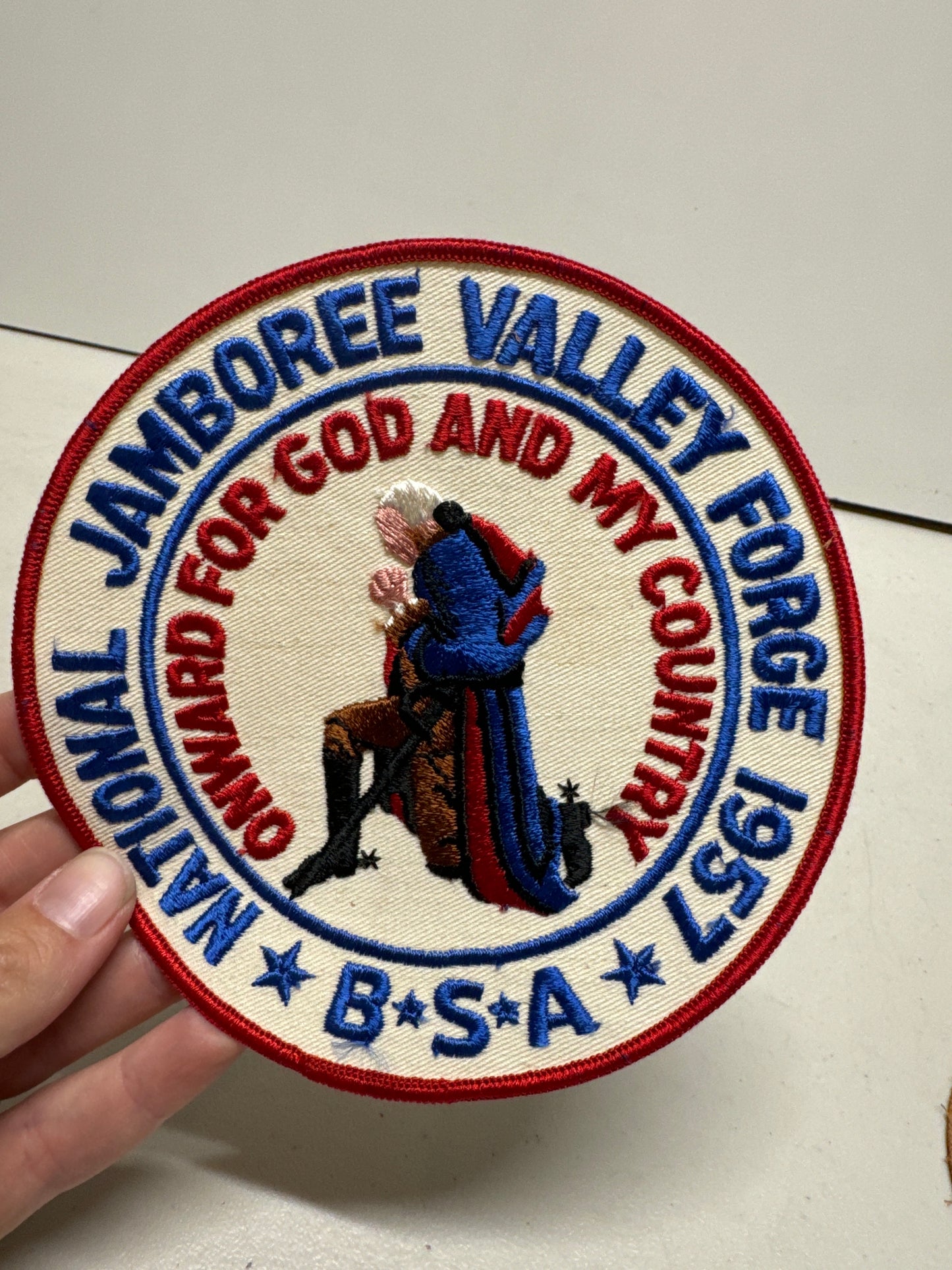 1957 National Jamboree Valley Forge Backpack/ Jacket Patch & Leather Patch