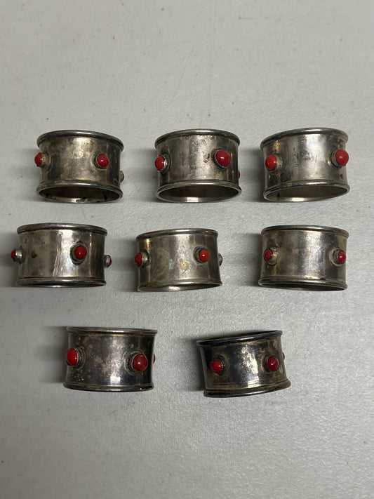 Vintage Set of 8 Napkin Rings made in India