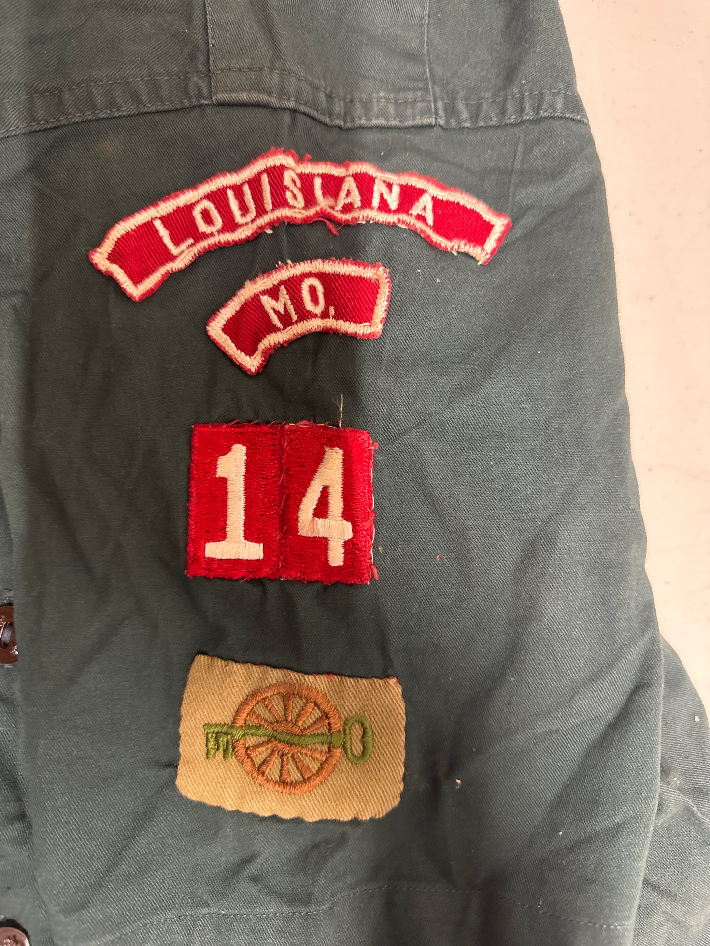 Vintage collarless Short Sleeve Boy Scout Uniform Shirt -Louisiana