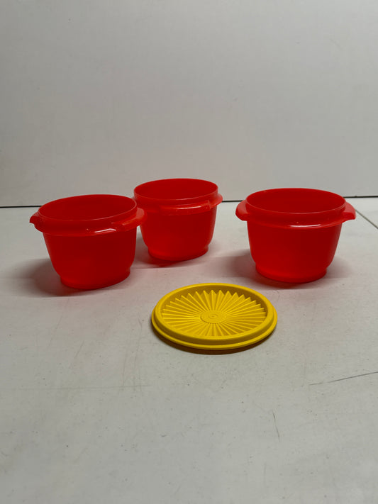 Vintage Red Tupperware Servalier Bowls set of 3