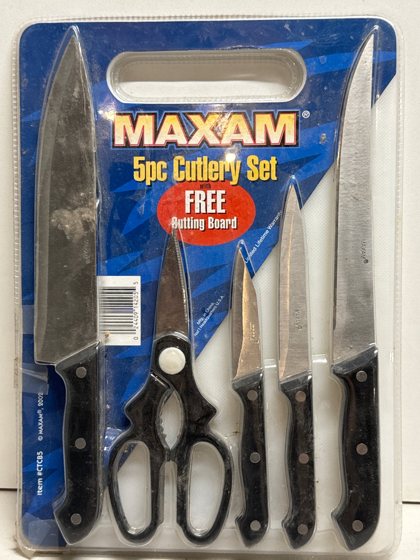 Maxam 5 pc Cutlery Set with Cutting board